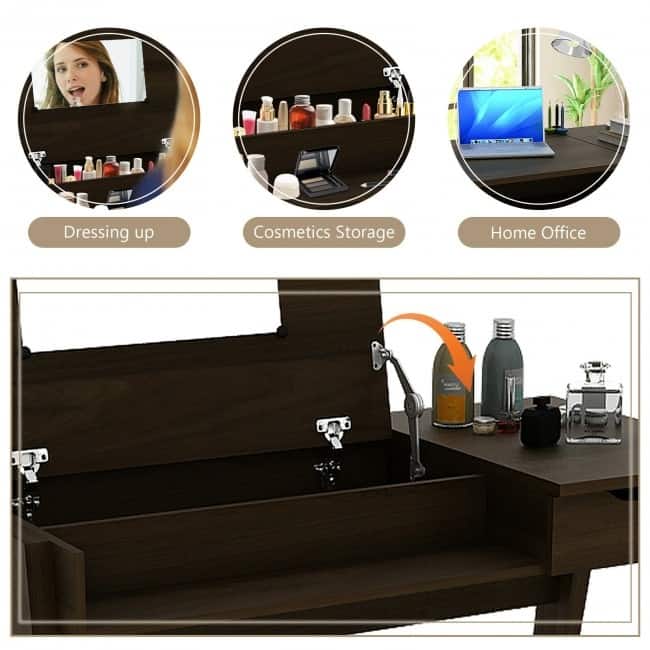 Dressing Table with Flip Mirror and Storage Drawer - 48” x 23.5” x 29.5” (L x W x H)