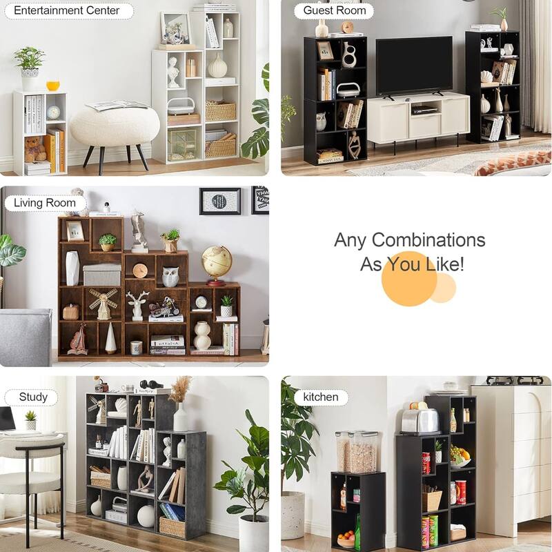 VECELO Wide Wood Organizer Bookcase Sets