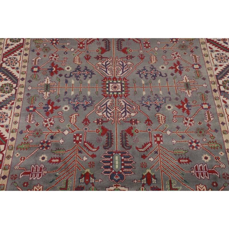 Gray Oushak Indian Area Rug Hand-Knotted Wool Carpet - 7'9"x 9'10"