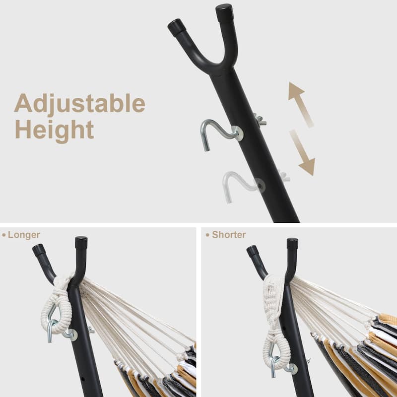 9.35 ft. 2-Person Brazilian-Style Foldable and Portable Outdoor Hammock Bed with Stand Set - 112.2 in.* 44.1 in. *40.9 in.