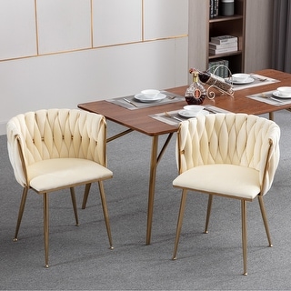 Modern Design Golden Metal Frame Velvet Fabric Dining Chair, Set of 2