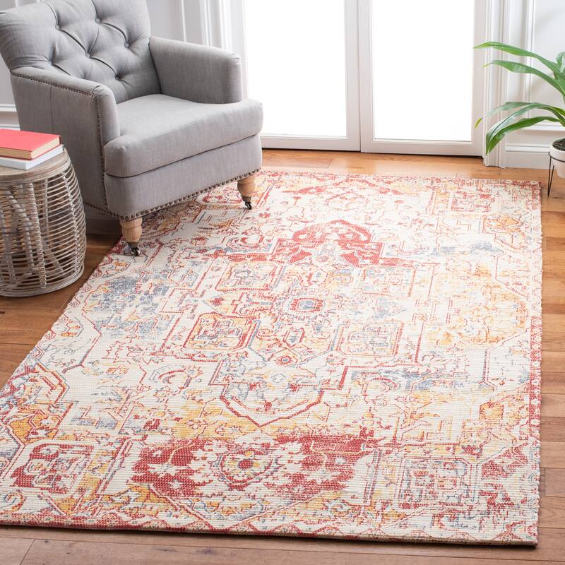 SAFAVIEH Handmade Saffron Shelbie Modern Tribal Cotton Rug - 3' x 5' - Red/Creme