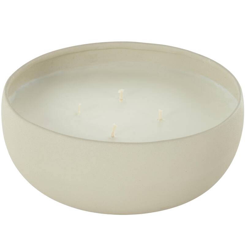 Beige, Black or Cream Metal Scented Textured 34oz 4 Wick Decorative Candle with White Wax
