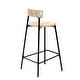 preview thumbnail 23 of 28, Hand Woven Bar Stools with Back Set of 2 Paper Rope Round Barstools with Footrest for Kitchen Island & Dining Rooms