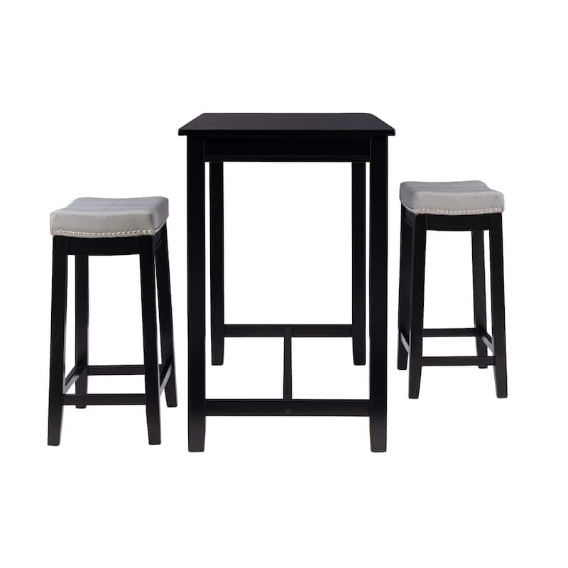3-Piece Counter Table and Stools - 47.25" - Black and Gray