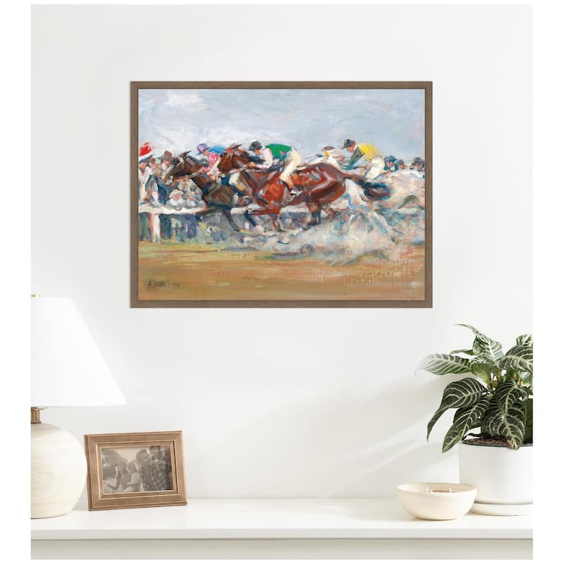 Kate and Laurel Horse Race 1911 Angelo Jank by Nostalgia Prints Framed Canvas Wall Art Print