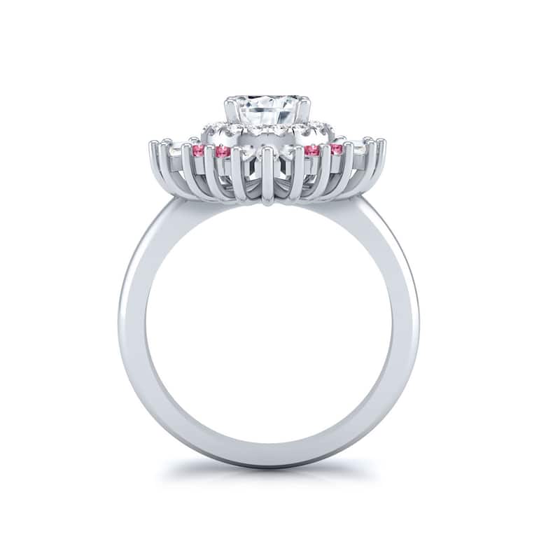 Auriya 14k Gold 1 1/3ctw Ballerina Diamond and Pink Sapphire Engagement Ring Certified (G-H, VS1-VS2)