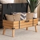 preview thumbnail 11 of 11, Amena Dark Brown PU Leather and Oak Wood Large Storage Ottoman