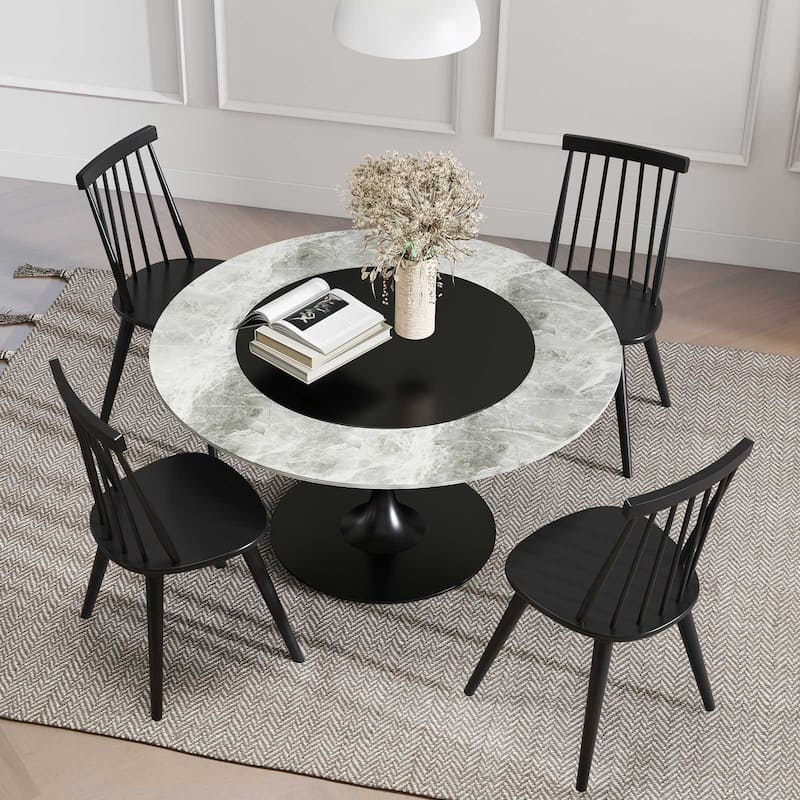 Gymax Windsor Dining Chairs Set of 4 w/Rubber Wood Frame High Spindle