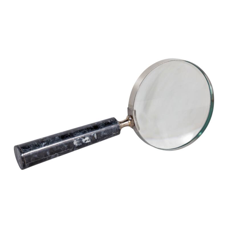 Resin Decorative Object Magnifying Glass Marbled Handle - 1" Black - 4" x 9" x 1"