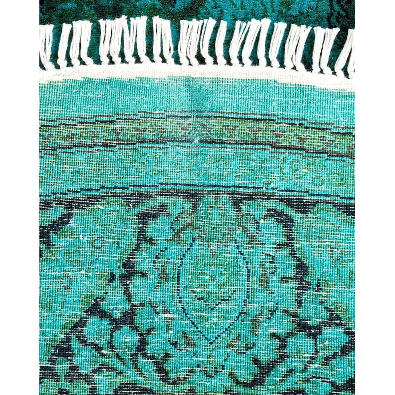 Overton Hand Knotted Wool Vintage Inspired Modern Contemporary Overdyed Blue Round Area Rug - 5' 1" x 5' 1"