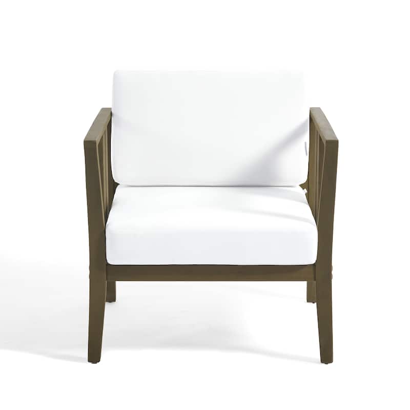 Casual 29"W Outdoor Patio Armchair Set In Solid Teak Wood with Cushion