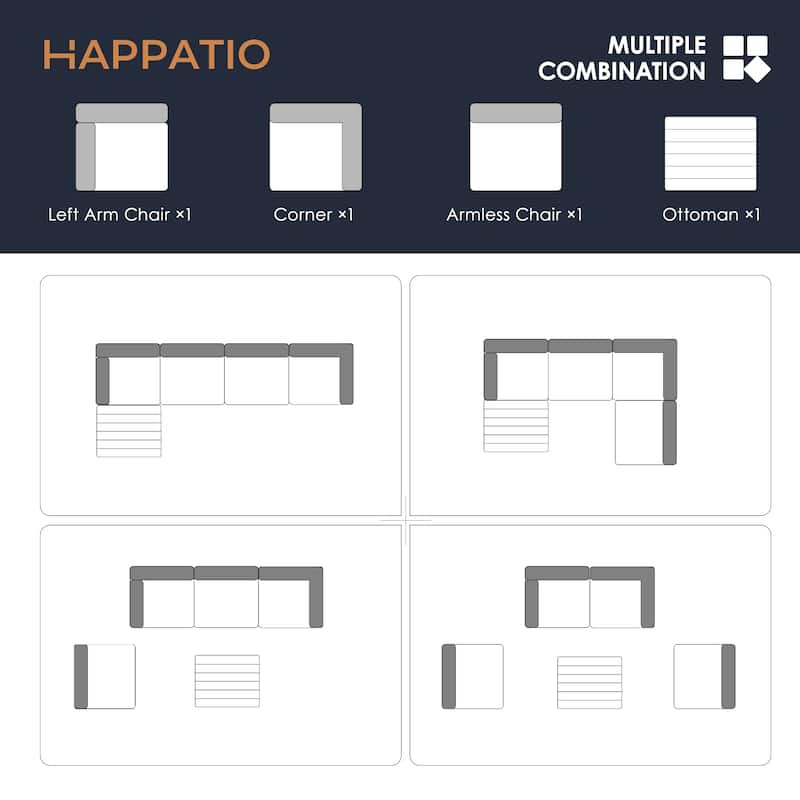 5 Piece Patio Sectional Conversation Set