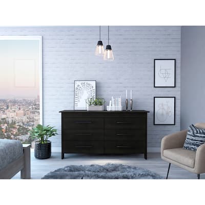 Southington 6-Drawer Rectangle Dresser Black Wengue