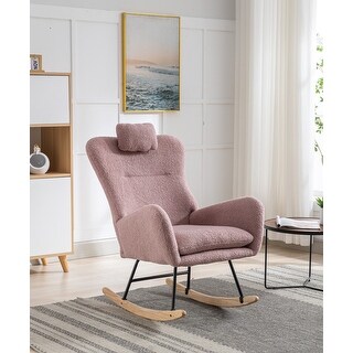 35.5 inch Rocking Chair, Soft Teddy Velvet Fabric Rocking Chair for ...