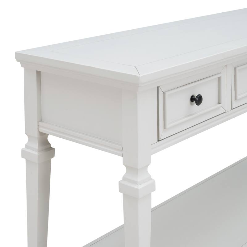 Retro Style Console Table with Three Drawers and Bottom Shelf