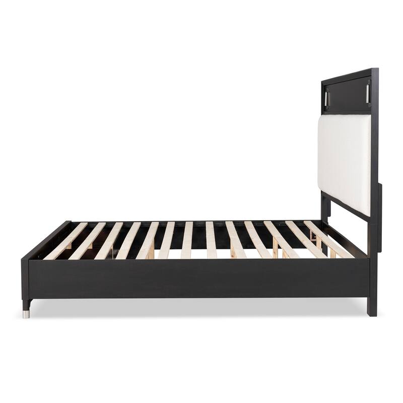 Furniture of America Forma Mid-Century Modern 2-Piece Black Solid Wood Storage Platform Bedroom Set