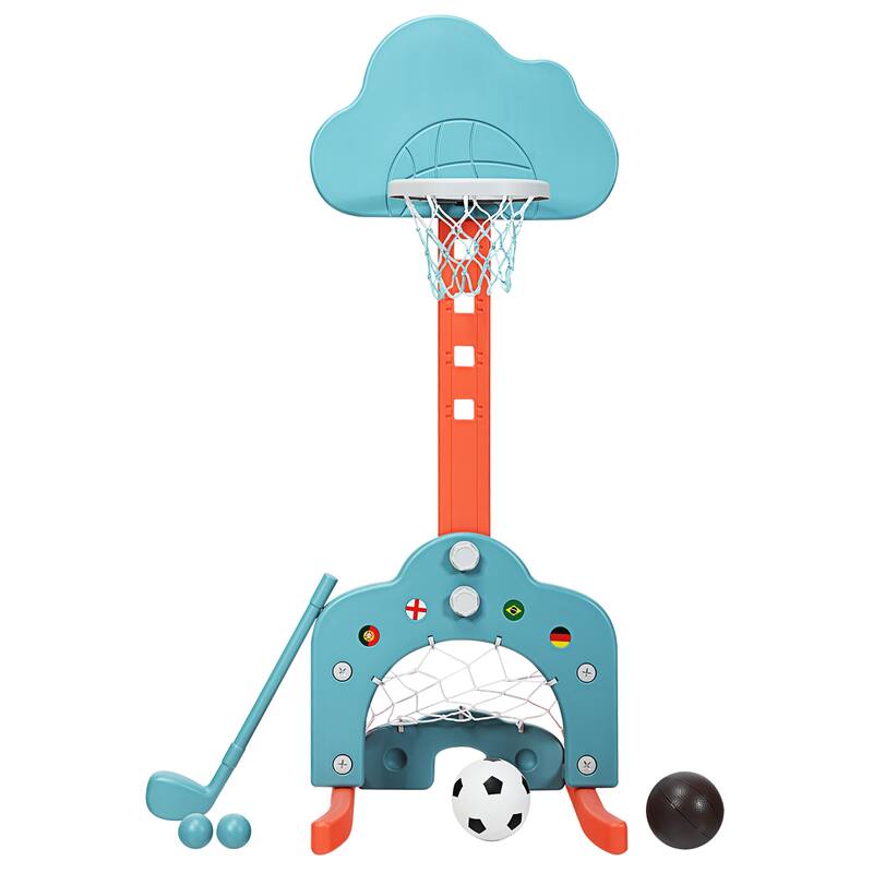 Kids 3-in-1 Basketball Hoop Toddler Sports Activity Center - Green