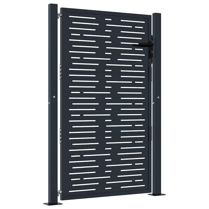 vidaXL Garden Gate Decorative Door Outdoor Anthracite Steel Square Design - 43.3 x 61.0"