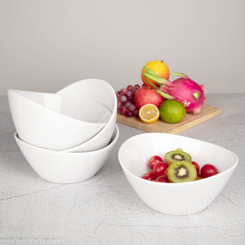 42 Ounce Porcelain Bowls Set of 4 Pack Premium White Ceramic Bowls for Cereal, Soup, Salad, Pasta