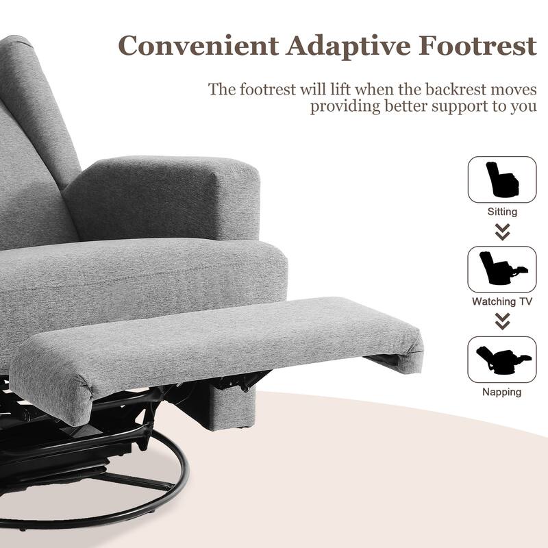 31'' W Wingback Manual Glider Swivel Rocker Recliner Nursery Chair