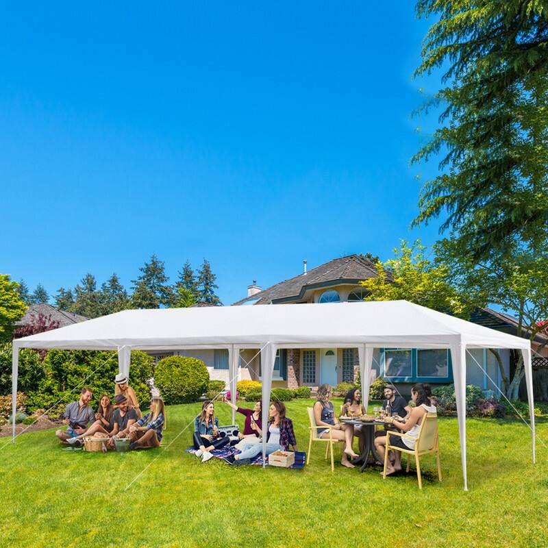 30X10FT PE Cloth Plastic Sprayed Iron Pipe Outdoor Party Tent White