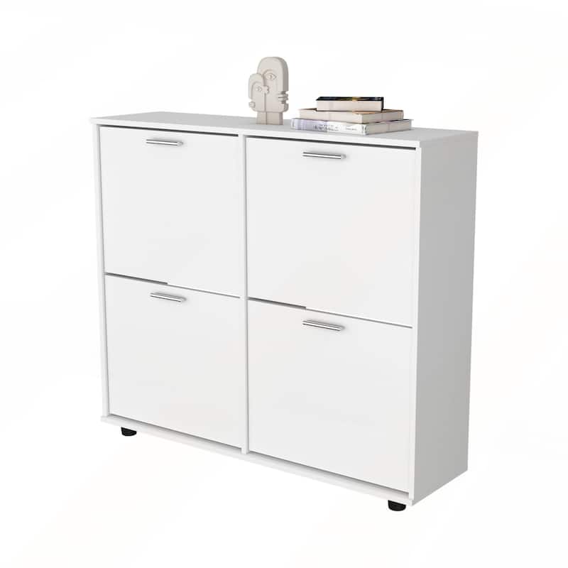 White Tilt-Out Shoe Storage Cabinet