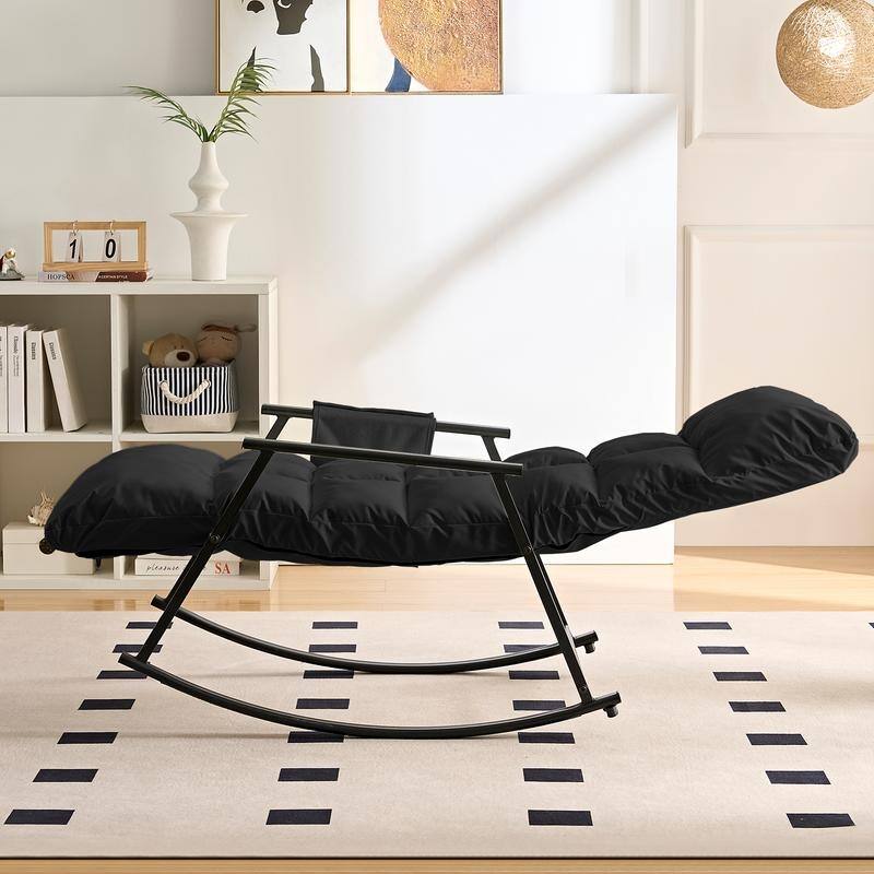 Mixoy Modern Adjustable Rocking Chair,Lounge Nursery with Iron Frame with Storage Pocket