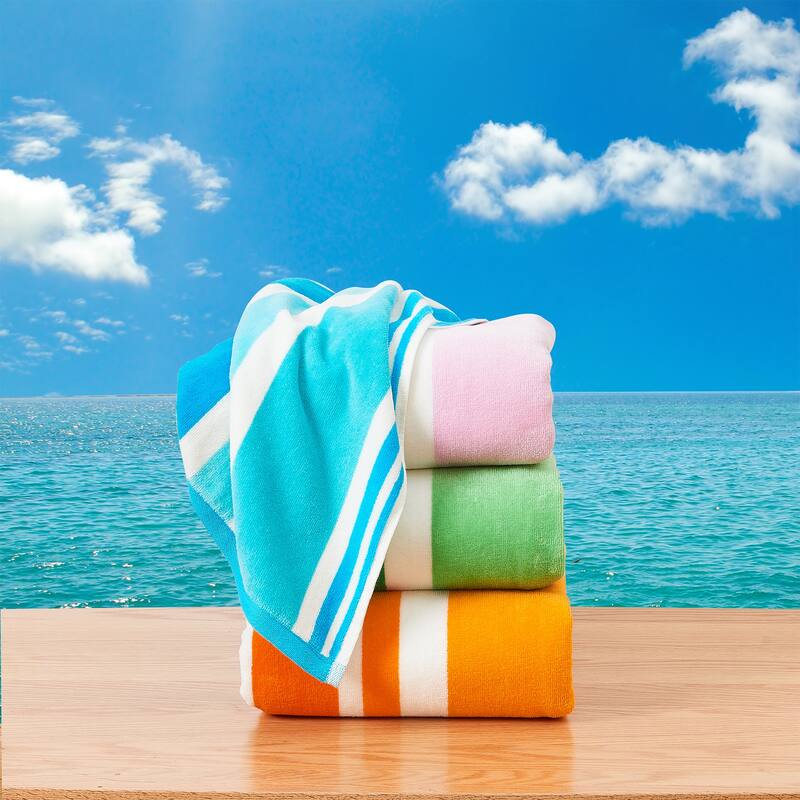 Linery & Co. Cotton Stripe Beach Towel, 4 Pack - 30" x 60"