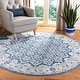 preview thumbnail 39 of 66, SAFAVIEH Brentwood Dile Oriental Damask Trellis Rug 3' Round - Navy/Light Grey - Round