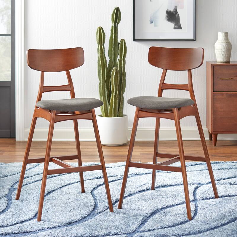 Lifestorey Ron Stools (Set of 2) - Walnut/Grey 30-inch