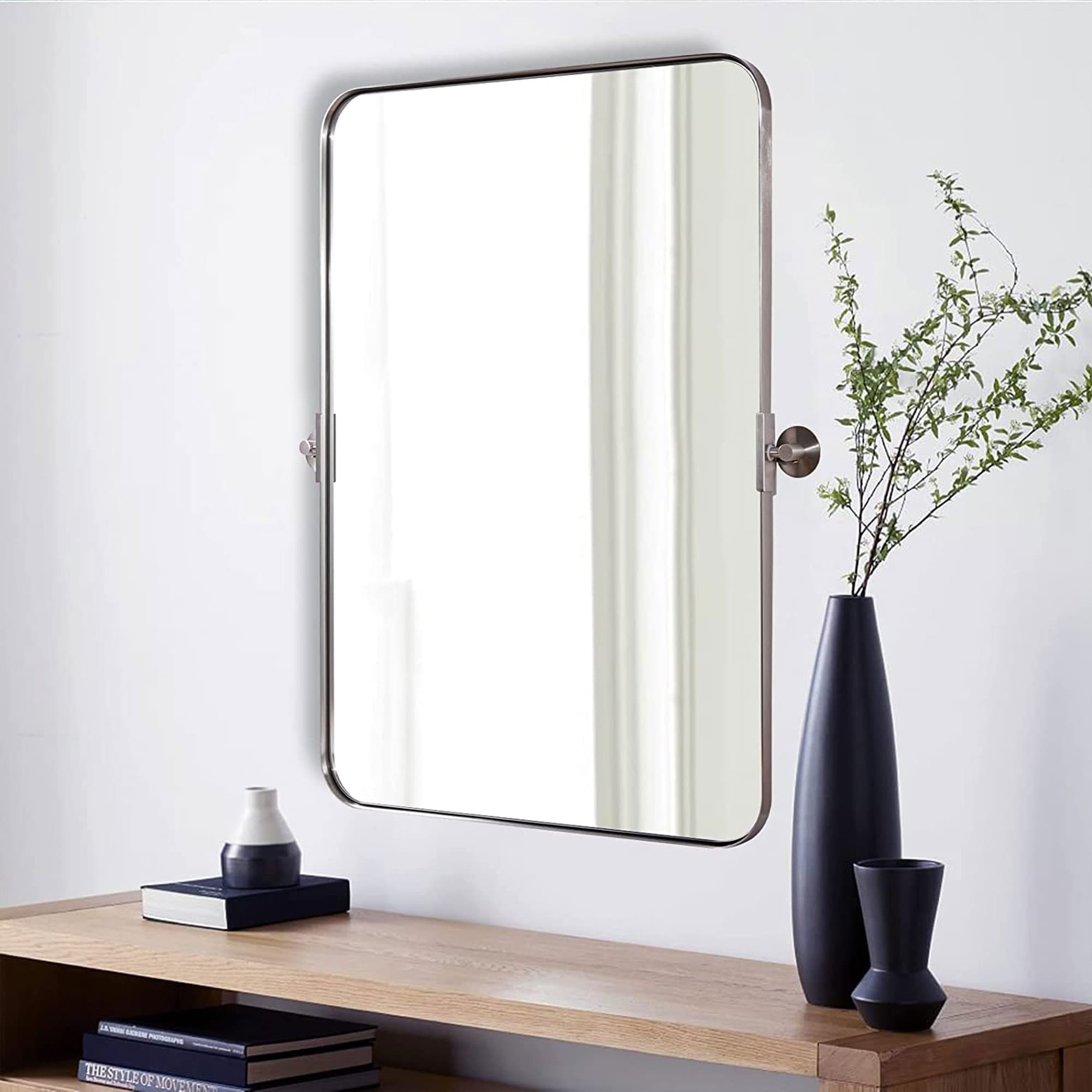 ANDY STAR 20 x 30 Inch Rectangular Tilting Modern Vanity Mirror, Brushed  Nickel Silver 15.32 On Sale Bed Bath  Beyond 36678869
