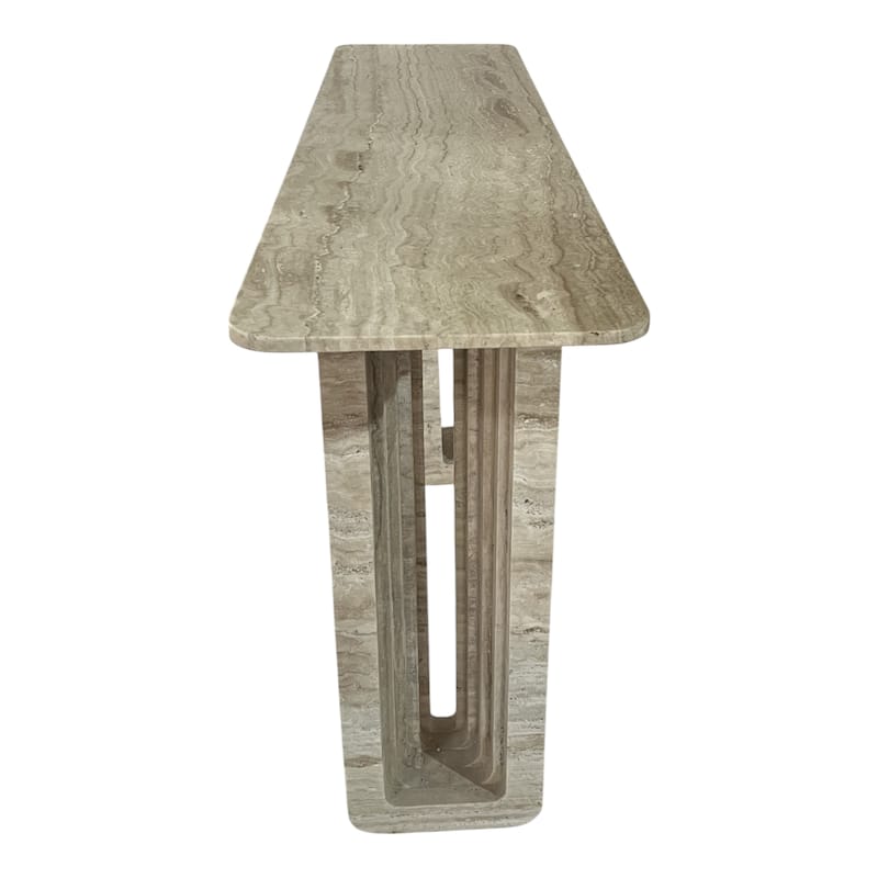 Travertine Console Table Rectangular Shape Narrow Entryway - 32" White - 54" x 14" x 32"