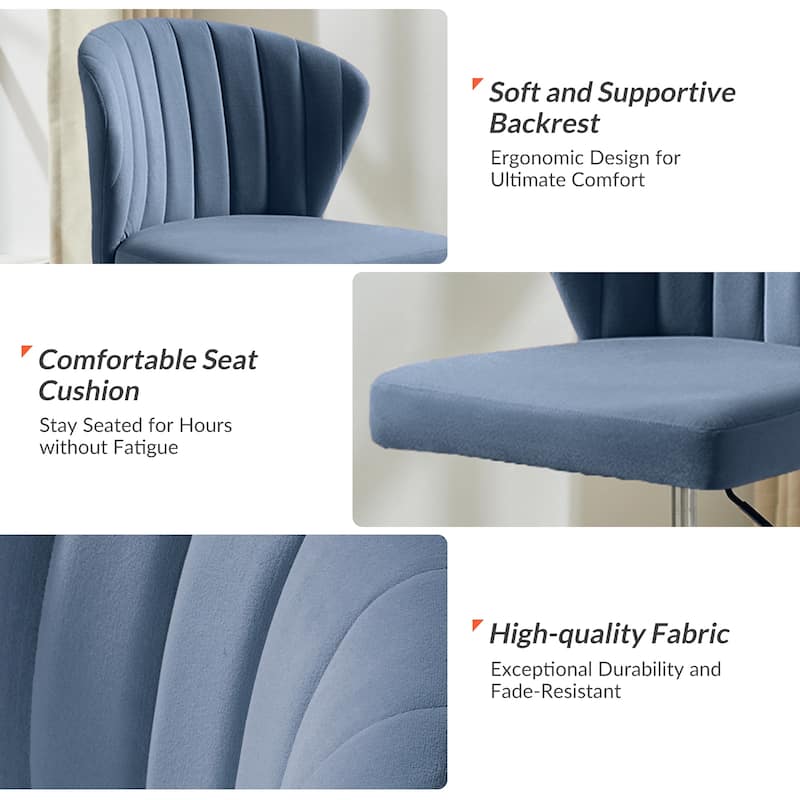 Ilia Modern Velvet Wingback 360 degree Ergonomic Office Task Chair with Channel Tufted Back by HULALA HOME