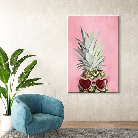 Oliver Gal 'Sweet Pineapple' Food Pink Wall Art Canvas Print