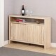 preview thumbnail 2 of 2, Sideboard Buffet Entry Cabinet with Sliding Doors, Metal Bar Handles, Faux Cherry Finish & Shelves, Easy Assembly, Natural Color