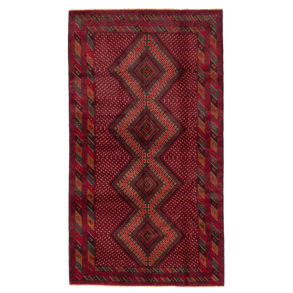 ECARPETGALLERY Hand-knotted Teimani Red Wool Rug - 3'6 x 6'3