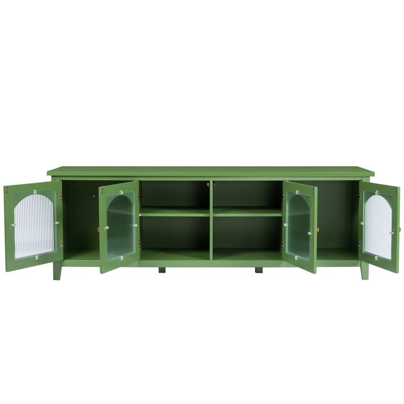 Antique Green 70.87" TV Stand with Glass Doors and Multi-Storage for TVs Up to 70"