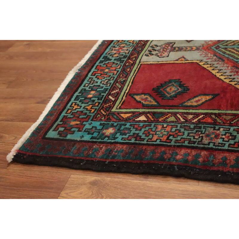 Hand Knotted Oriental 100% Wool Carpet Traditional Geometric Multi-Colored Ardebil Runner Rug - 10' 10'' X 3' 6''