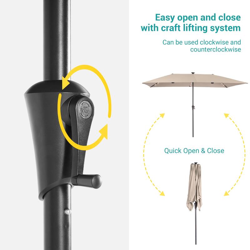 BONOSUKI 11x7/10x6.5ft Solar LED Double-Sided Patio Umbrella with Large Canopy Outdoor Table Umbrella