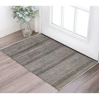 HomeRoots 2' X 3' Gray Wool Striped Hand Knotted Area Rug - 2' x 3 ...