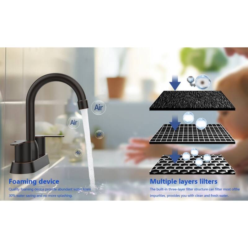 Centerset Bathroom Faucet with 2 Handles in Oil Rubbed Bronze - 6.22" x 2.12" x 8.26"