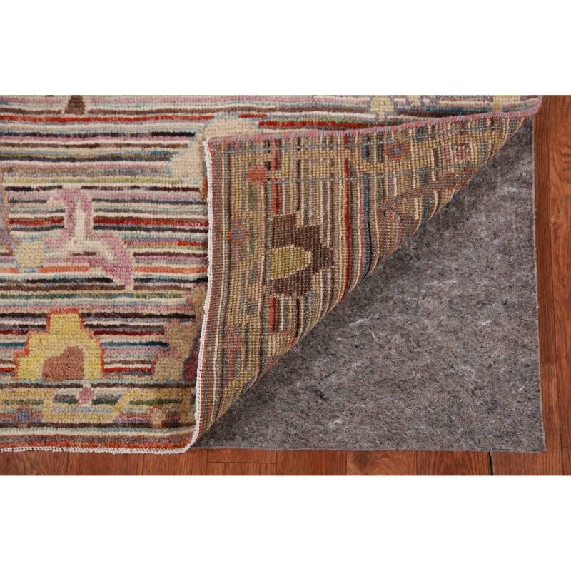 Hand Knotted Oriental 100% Wool Carpet Transitional Floral Multi-Colored Oushak Runner Rug - 9' 9'' X 2' 7''