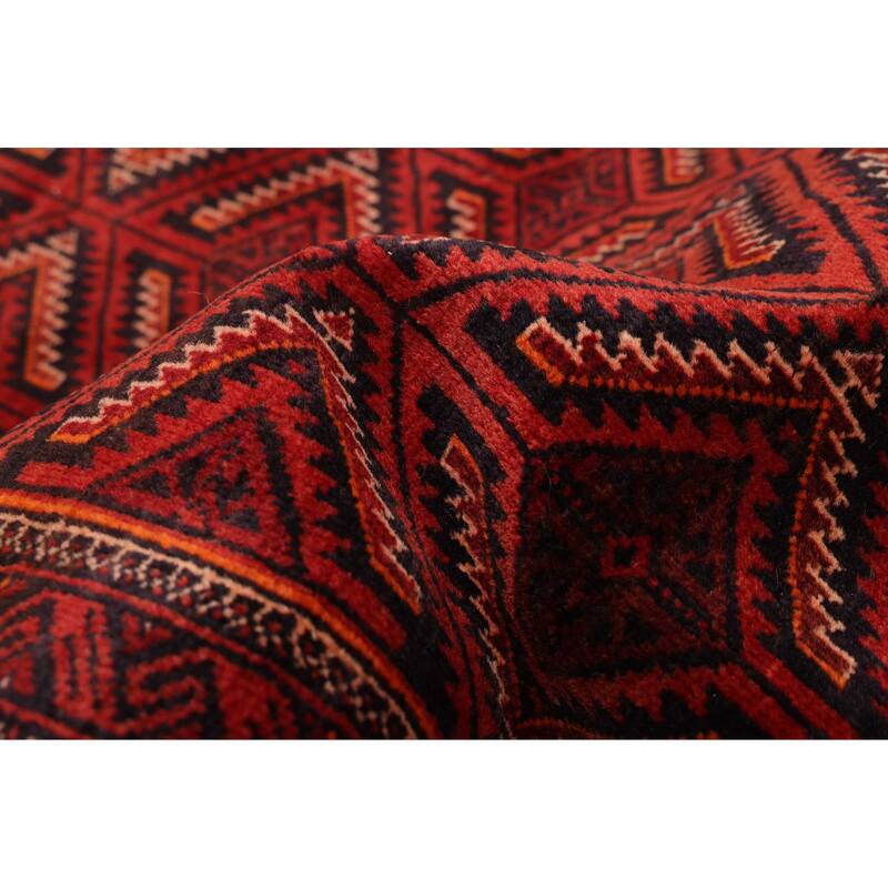 ECARPETGALLERY Hand-knotted Baluch Red Wool Rug - 3'1 x 6'1