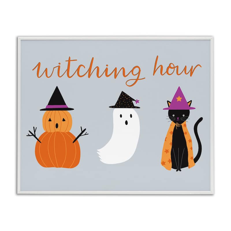 Stupell Cute Halloween Witching Hour Framed Giclee Art Design By Sazerelli Designs - 20 x 16 - White