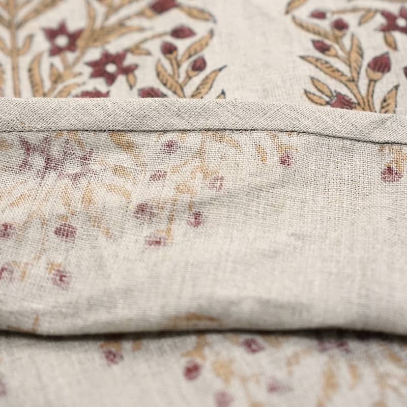 Fabdivine Hand Block Floral Soft Pure Linen Fabric Home Décor Christmas Tree Skrit
