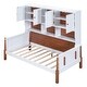 preview thumbnail 7 of 12, Twin Platform Bed with Storage Shelves, Cabinets, and Walnut Accents, White+Walnut