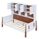 preview thumbnail 7 of 13, Twin Platform Bed with Storage Shelves, White+Walnut, Solid Wood