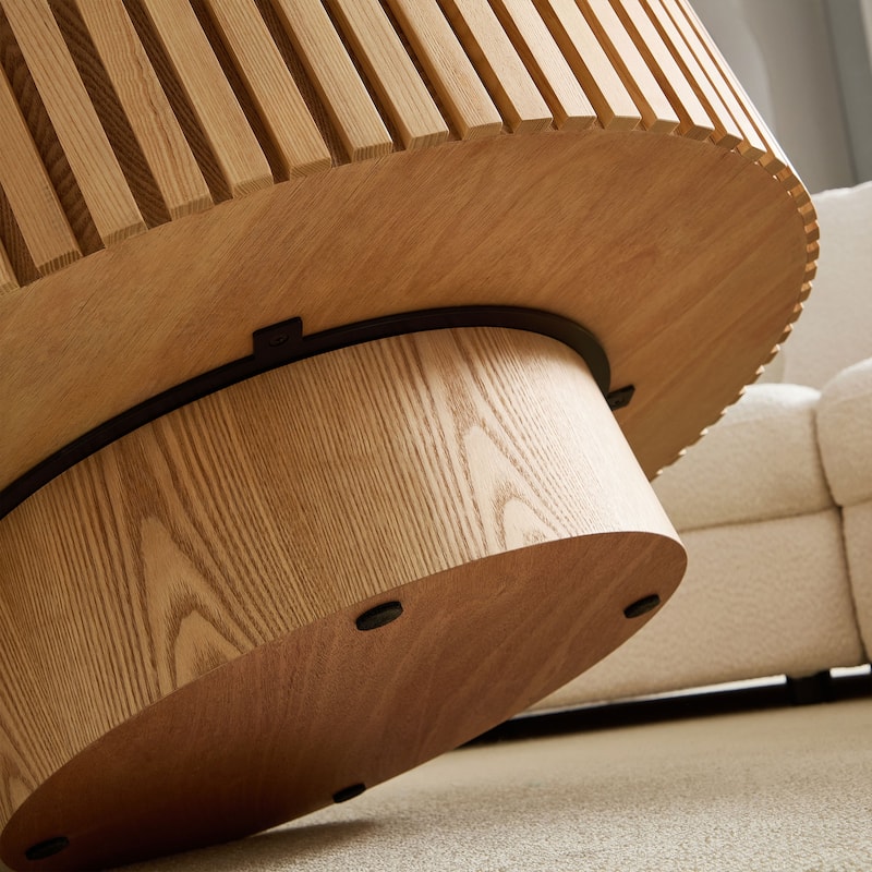 Modern Nested Round Coffee Table Multi-Functional Coffee Table with Sintered Stone Tabletop and Base, for Living Room