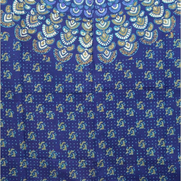 Sanganeer Tab Top Curtain Drape Panel Cotton 44" x 88" Navy Blue